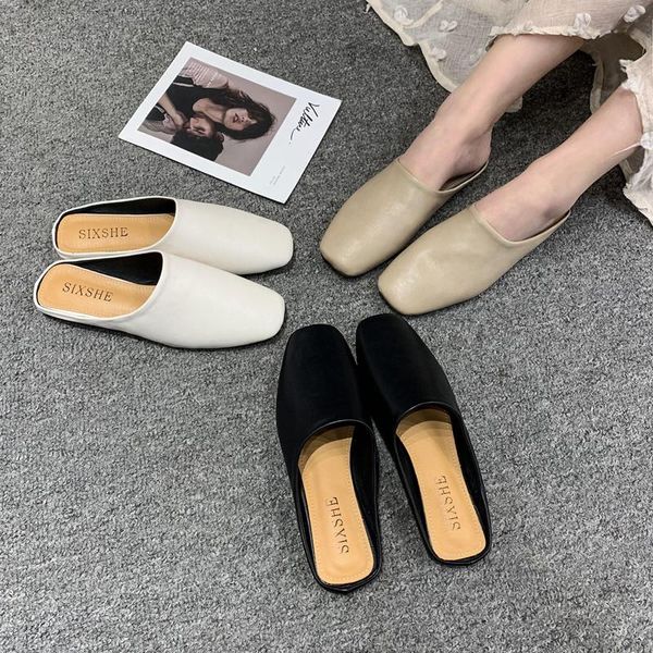 slippers llogai 2021 women square toe leather shoes flat heel mules casual holiday outside slides drags cozy flats, Black
slippers llogai 2021 women square toe leather shoes flat heel mules casual holiday outside slides drags cozy flats, Black