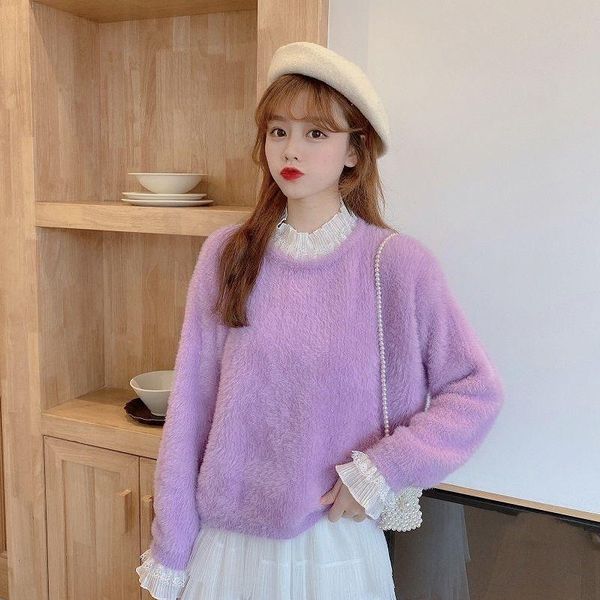 women's sweaters 2021 women autumn winter mink velvet sweater female fake two piece lace knitted ladies short warm pullovers m900, White;black
women's sweaters 2021 women autumn winter mink velvet sweater female fake two piece lace knitted ladies short warm pullovers m900, White;black