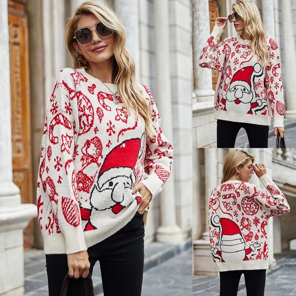 women's sweaters christmas woman's 2021 autumn winter fashion santa head jacquard sweater pullover casual knit ladies street size, White;black
women's sweaters christmas woman's 2021 autumn winter fashion santa head jacquard sweater pullover casual knit ladies street size, White;black