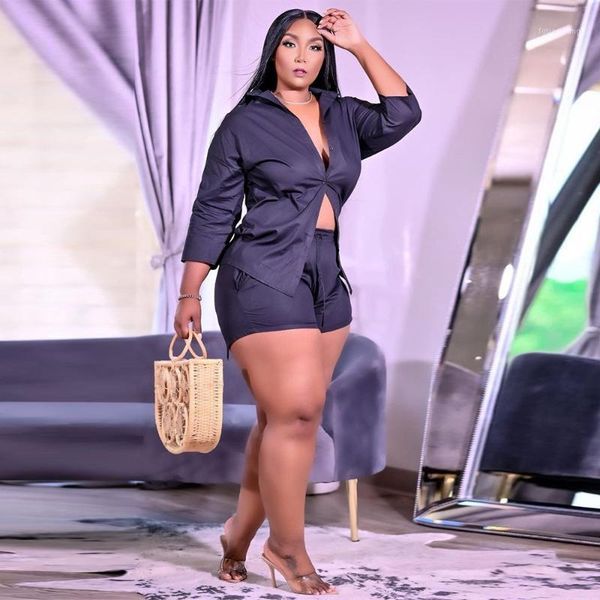 women's tracksuits sweatsuit three quarter sleeve buttons up and biker short set street lady outfits casual solid two piece suit, Gray
women's tracksuits sweatsuit three quarter sleeve buttons up and biker short set street lady outfits casual solid two piece suit, Gray