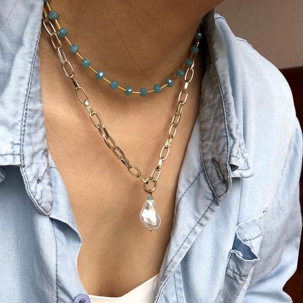 pendant necklaces trendy women necklace set wedding party jewelry crystal metal link chain choker with baroque pearl charm girls birthday gi, Silver
pendant necklaces trendy women necklace set wedding party jewelry crystal metal link chain choker with baroque pearl charm girls birthday gi, Silver