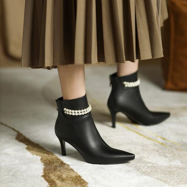 boots kickway pearls shoes women's fashion ankle leather pointed toe keep warm women zip high 14 45, Black
boots kickway pearls shoes women's fashion ankle leather pointed toe keep warm women zip high 14 45, Black