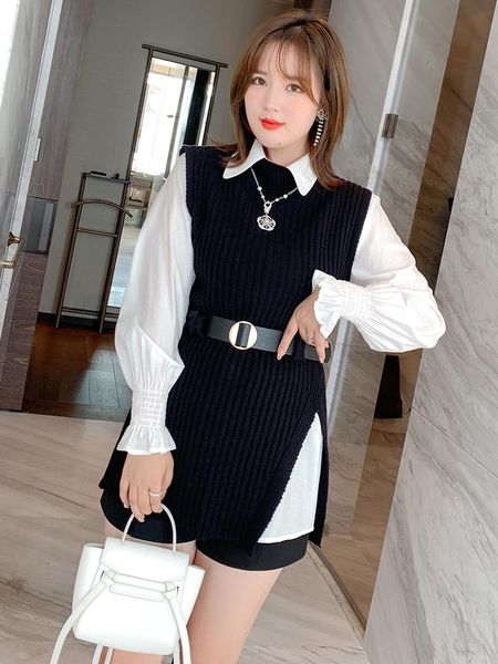 women's two piece pants fashion agaric side sleeve shirt + belt knitted vest coat two-piece women winter plus sizes large size, White
women's two piece pants fashion agaric side sleeve shirt + belt knitted vest coat two-piece women winter plus sizes large size, White