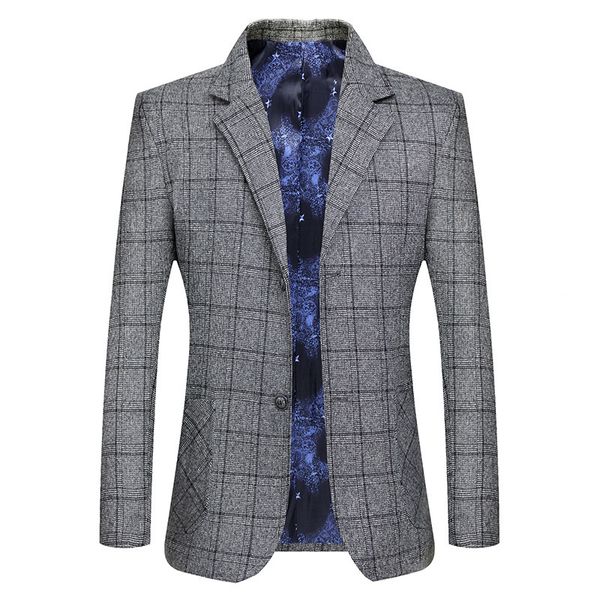 new 2021 brand men's casual blazer jacket slim fashion gray plaid business dress suit coats male formal work party clothing eq17, White;black
new 2021 brand men's casual blazer jacket slim fashion gray plaid business dress suit coats male formal work party clothing eq17, White;black