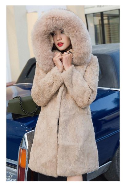 women's fur & faux luxury real genuine natural coat with hood girl's fashion jacket outwear, Black
women's fur & faux luxury real genuine natural coat with hood girl's fashion jacket outwear, Black