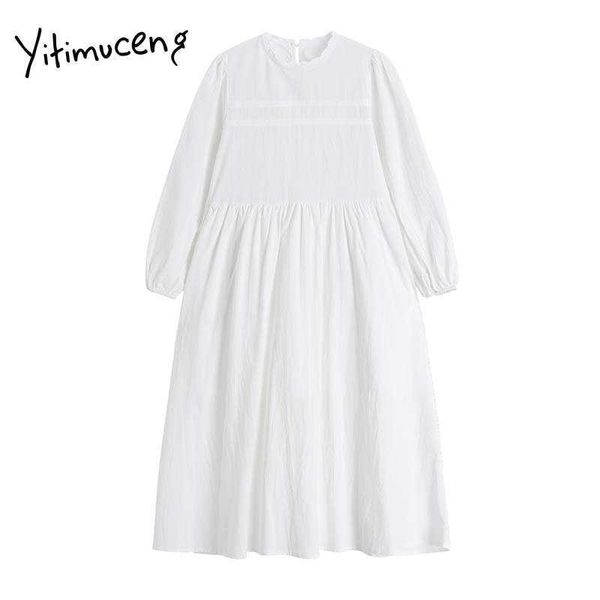 yitimuceng white dresses women summer spring lace floral high waist puff sleeve o-neck unicolor korean fashion midi dress 210601, Black;gray
yitimuceng white dresses women summer spring lace floral high waist puff sleeve o-neck unicolor korean fashion midi dress 210601, Black;gray