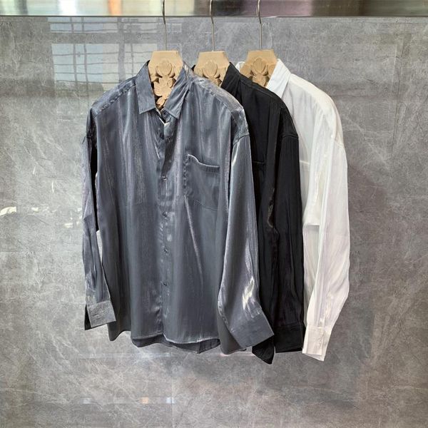 men's casual shirts spring 2022 summer long sleeve dress for men slim fit camisa social business blouse man a184, White;black
men's casual shirts spring 2022 summer long sleeve dress for men slim fit camisa social business blouse man a184, White;black