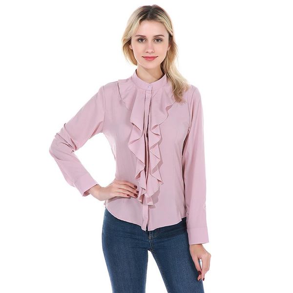 women's blouses & shirts women ladies and casual ruffled stand collar shirt long sleeve ol style blouse for autumn blusas mujer de mod, White
women's blouses & shirts women ladies and casual ruffled stand collar shirt long sleeve ol style blouse for autumn blusas mujer de mod, White