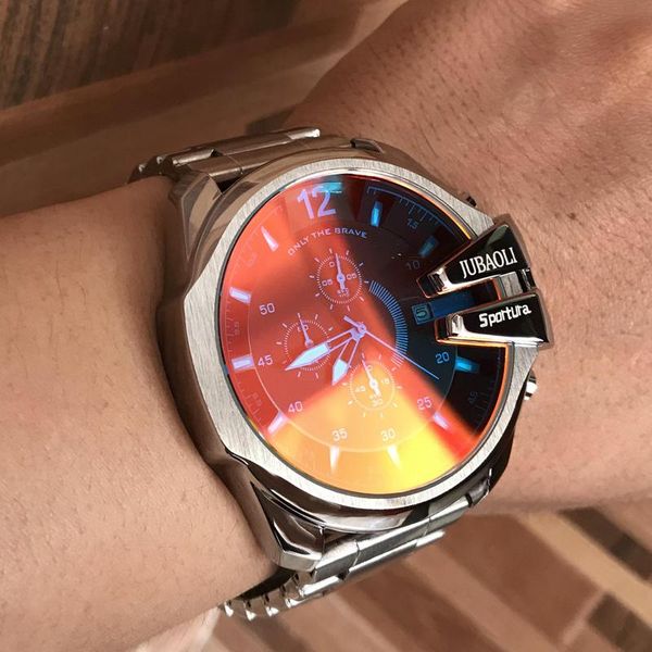 wristwatches brand men's sports chronograph watch silver steel strip quartz sport refractive glass creative business relogio masculino, Slivery;brown
wristwatches brand men's sports chronograph watch silver steel strip quartz sport refractive glass creative business relogio masculino, Slivery;brown