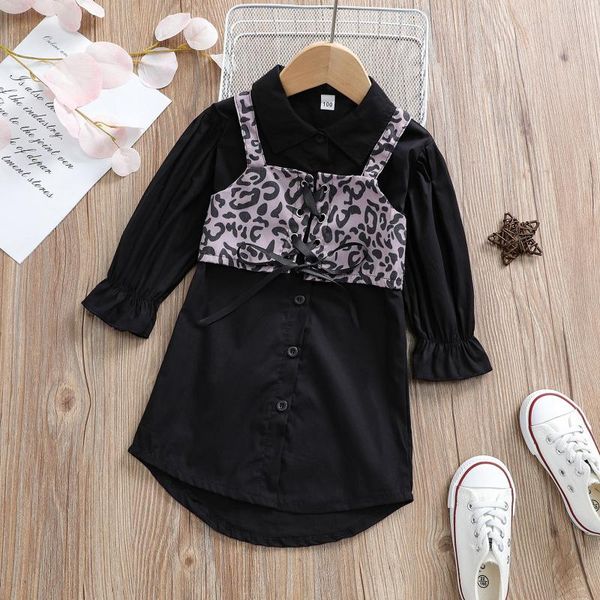 girl's dresses 1-5y toddler girls long sleeve dress with vest color flared cuff lapel shirt + leopard tie up crop loose casual, Red;yellow
girl's dresses 1-5y toddler girls long sleeve dress with vest color flared cuff lapel shirt + leopard tie up crop loose casual, Red;yellow