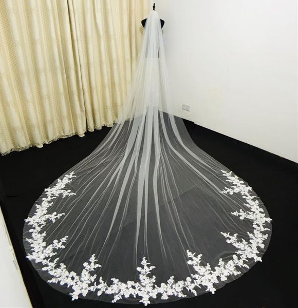 bridal veils real po one layer white/ivory lace veil wedding applique cathedral with metal comb veu de noiva, Black
bridal veils real po one layer white/ivory lace veil wedding applique cathedral with metal comb veu de noiva, Black