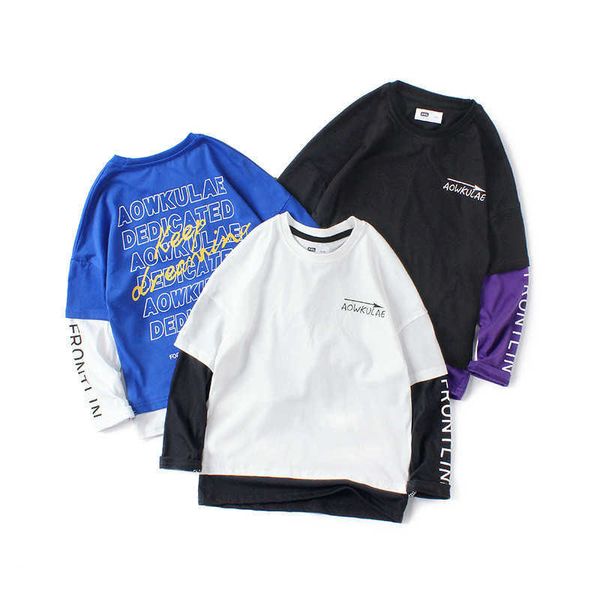 fashion teens boys girls t-shirt new cotton letter splicing long sleeve t shirt fake two pieces kids for 6 8 10 12 14 years y0914, Blue
fashion teens boys girls t-shirt new cotton letter splicing long sleeve t shirt fake two pieces kids for 6 8 10 12 14 years y0914, Blue