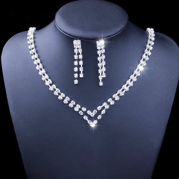 cross-border jewelry simple bridal suit chain full drill double-layer silver-plated water drills enclosure ring ear needle sets ornament acc, White
cross-border jewelry simple bridal suit chain full drill double-layer silver-plated water drills enclosure ring ear needle sets ornament acc, White