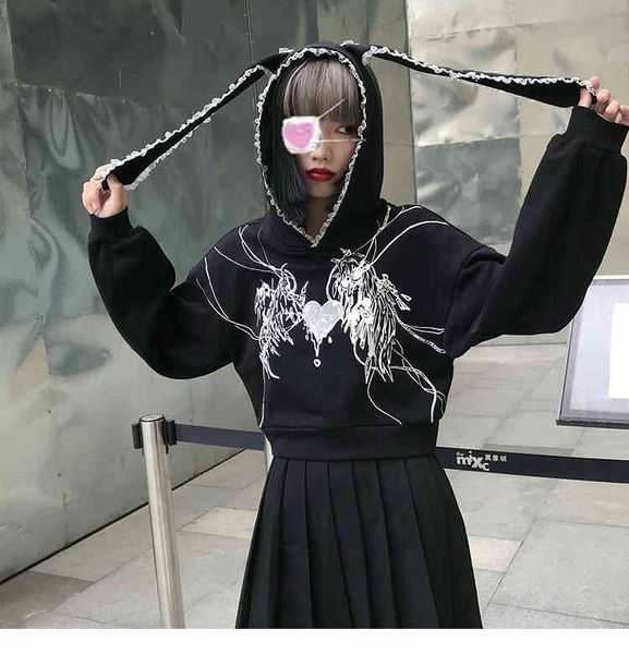 women's jackets japanese harajuku rabbit bunny ears lace hooded black sweatshirt women's heart print gothic punk school girls loos, Black;brown
women's jackets japanese harajuku rabbit bunny ears lace hooded black sweatshirt women's heart print gothic punk school girls loos, Black;brown