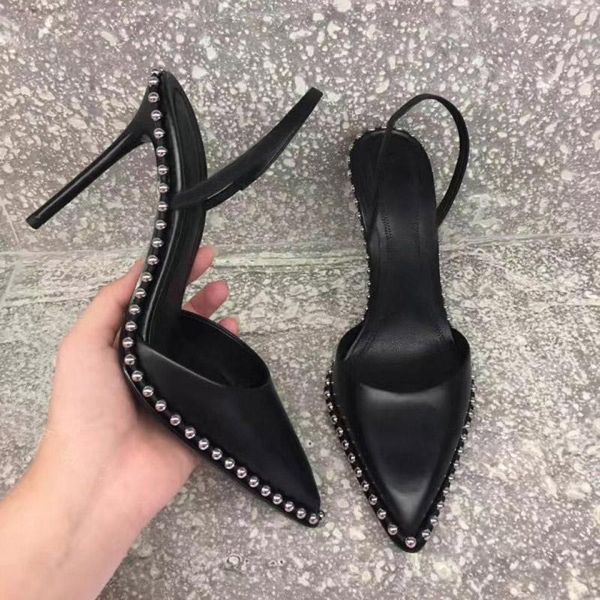 sandals pointed toe ladies high heel metal rivet talons hauts luxury design fashion sandalias de mujer 2021, Black
sandals pointed toe ladies high heel metal rivet talons hauts luxury design fashion sandalias de mujer 2021, Black