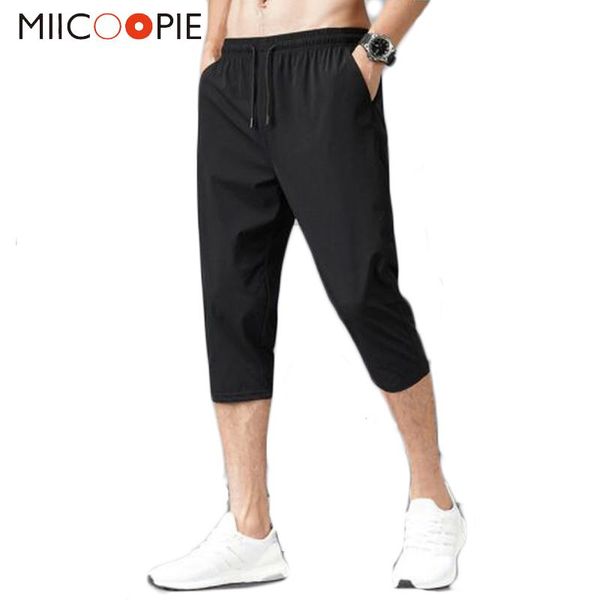 men's pants plus size elastic men calf length casual solid color sportwear mens jogging trousers summer drawstring waist streetwear, Black
men's pants plus size elastic men calf length casual solid color sportwear mens jogging trousers summer drawstring waist streetwear, Black