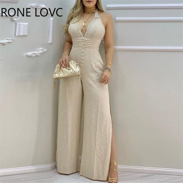 women jumpsuits lace trim buttoned backless slit jumpsuit v neck jumpsuit, Black;white
women jumpsuits lace trim buttoned backless slit jumpsuit v neck jumpsuit, Black;white