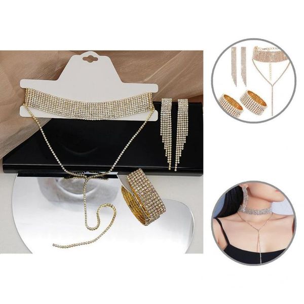 earrings & necklace 1 set wedding jewelry lightweight y shape choker bracelets shiny rhinestone, Silver
earrings & necklace 1 set wedding jewelry lightweight y shape choker bracelets shiny rhinestone, Silver