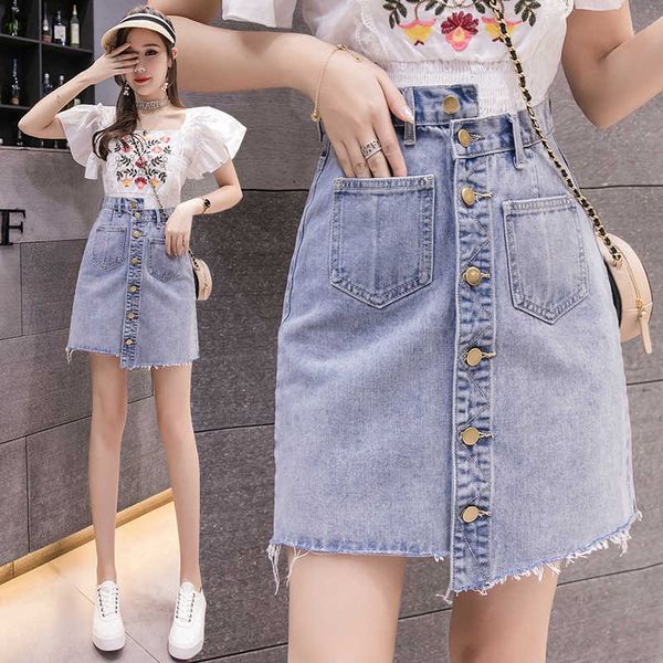 waist high front button of wrap up short skirt buttocks denim malposition irregularity, Black
waist high front button of wrap up short skirt buttocks denim malposition irregularity, Black