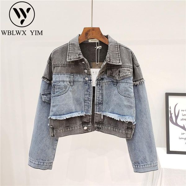 women's jackets spring short denim jacket women patchwork long sleeve street casual jeans womens autumn loose plus size outwear, Black;brown
women's jackets spring short denim jacket women patchwork long sleeve street casual jeans womens autumn loose plus size outwear, Black;brown