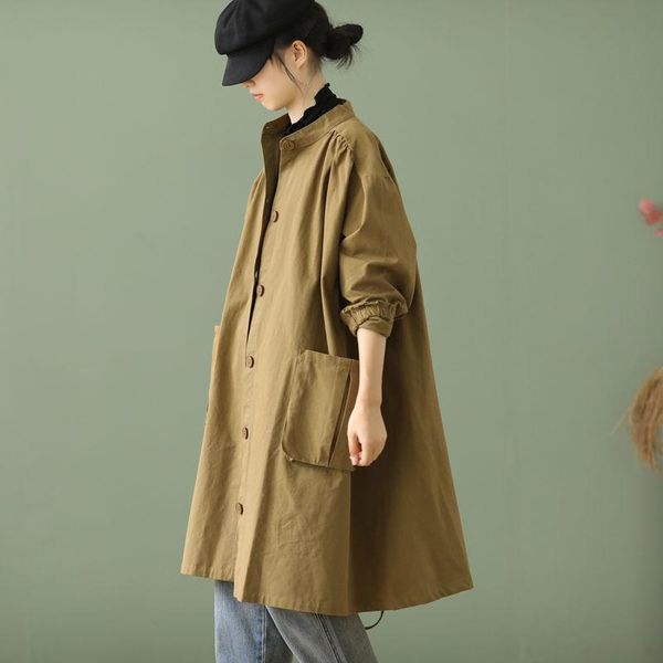 women's trench coats vintage solid women autumn 2021 loose long pocket button female outwear, Tan;black
women's trench coats vintage solid women autumn 2021 loose long pocket button female outwear, Tan;black