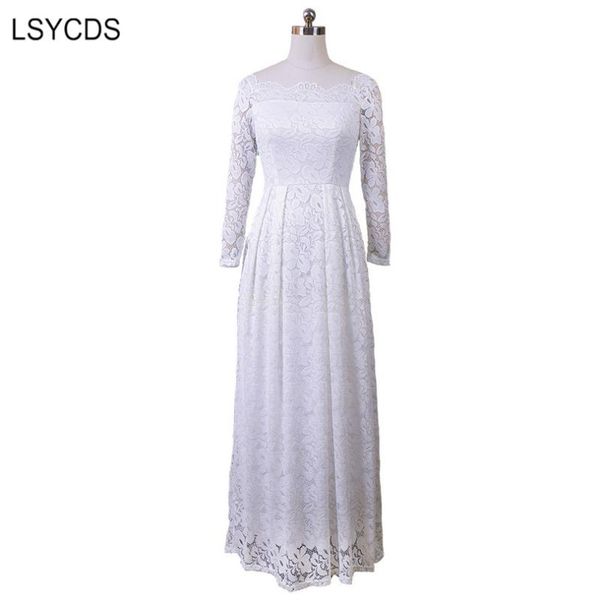 casual dresses lsycds elegant white lace dress long sleeve slash neck floor length party wedding women maxi plus size s-3xl, Black;gray
casual dresses lsycds elegant white lace dress long sleeve slash neck floor length party wedding women maxi plus size s-3xl, Black;gray