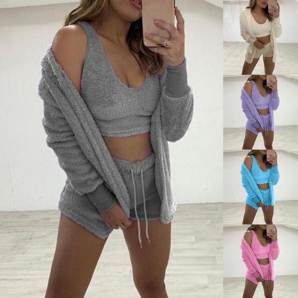 women's tracksuits 1 set vest coat shorts solid color wide leg autumn winter ribbed cuff crop for sports, Gray
women's tracksuits 1 set vest coat shorts solid color wide leg autumn winter ribbed cuff crop for sports, Gray