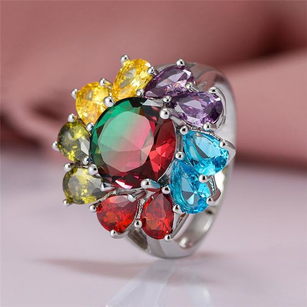 wedding rings charming multicolor flower engagement ring luxury female rainbow round crystal classic silver color for women, Slivery;golden
wedding rings charming multicolor flower engagement ring luxury female rainbow round crystal classic silver color for women, Slivery;golden