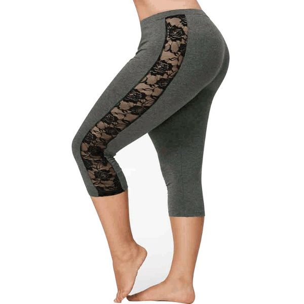women's leggings grey stitching lace women fitness sports casual lady workout active wear bottoms solid mid-calf pants d30, Black
women's leggings grey stitching lace women fitness sports casual lady workout active wear bottoms solid mid-calf pants d30, Black
