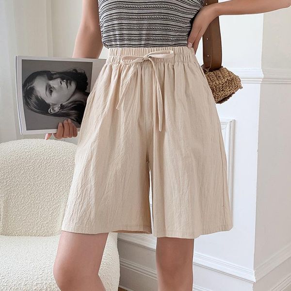 women's shorts summer elastic high waist drawsting wide-leg casual solid lace-up pocket cycling sweatpants female bottoms, White;black
women's shorts summer elastic high waist drawsting wide-leg casual solid lace-up pocket cycling sweatpants female bottoms, White;black