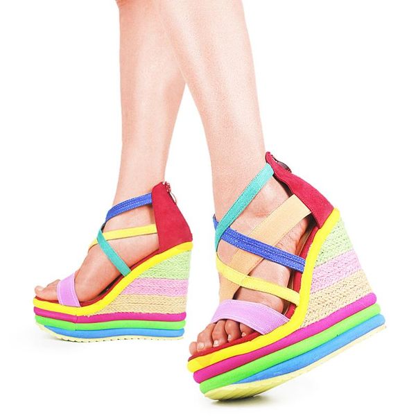ribetrini plush size 43 female sandals zipper mixed color platform open toe sandals women wedges leisure casual shoes woman, Black
ribetrini plush size 43 female sandals zipper mixed color platform open toe sandals women wedges leisure casual shoes woman, Black
