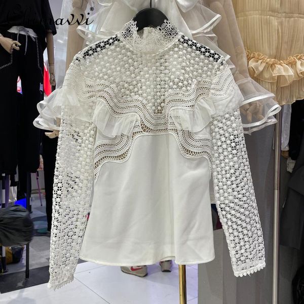 women's blouses & shirts 2021 spring clothing korean fashion chic long-sleeved shirt women hollow-out flower stitching lace simple blou, White
women's blouses & shirts 2021 spring clothing korean fashion chic long-sleeved shirt women hollow-out flower stitching lace simple blou, White