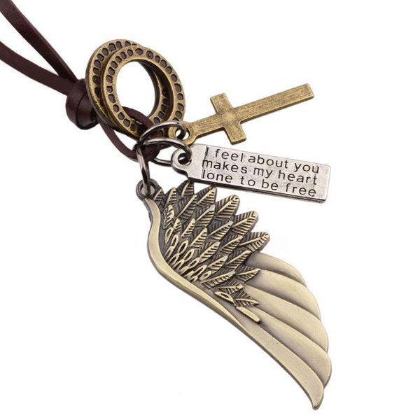 pendant necklaces kirykle vintage genuine leather men necklace male wing jewelry chain for collar long cord, Silver
pendant necklaces kirykle vintage genuine leather men necklace male wing jewelry chain for collar long cord, Silver