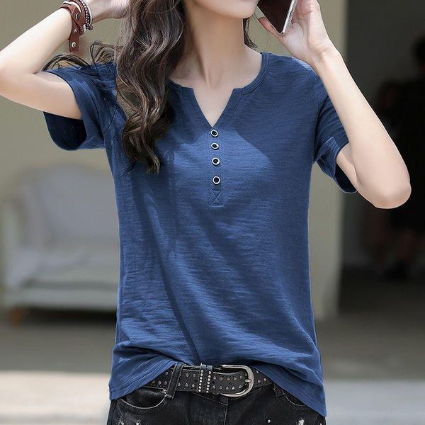 women's t-shirt women casual basic summer tee short sleeve v-neck plus size s~3xl, White
women's t-shirt women casual basic summer tee short sleeve v-neck plus size s~3xl, White