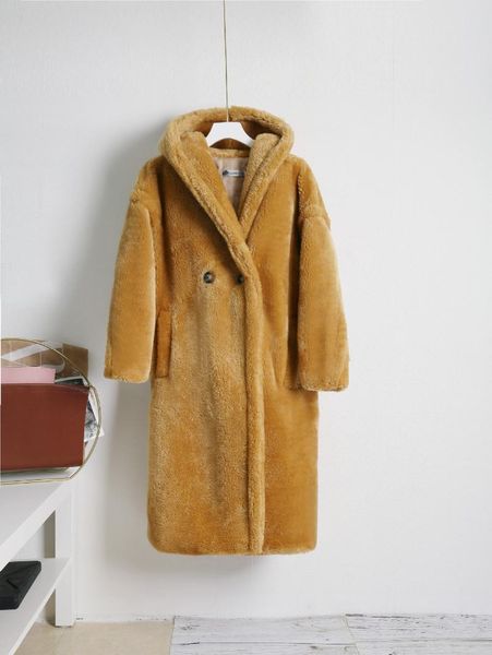 women's wool & blends teddy bear cashmere coat for autumn and winter 2021 medium long thickened hooded grey tweed, Black
women's wool & blends teddy bear cashmere coat for autumn and winter 2021 medium long thickened hooded grey tweed, Black