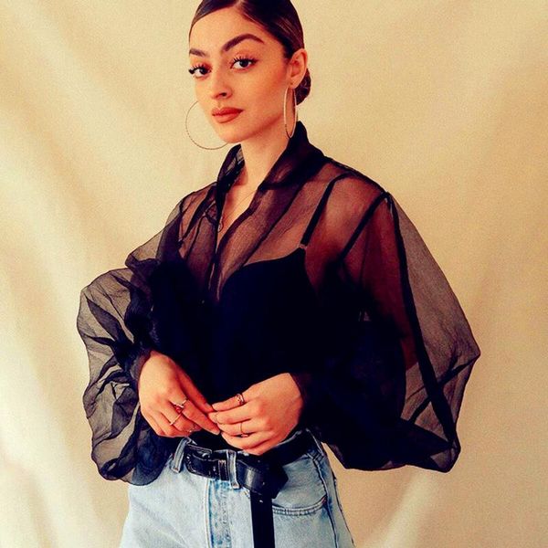 women's blouses & shirts women see-through sheer mesh causal blouse puff long sleeve shirt us lady elegant slim bodycon lace up fas, White
women's blouses & shirts women see-through sheer mesh causal blouse puff long sleeve shirt us lady elegant slim bodycon lace up fas, White