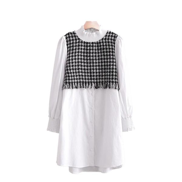 casual dresses puwd vinatge woman plaid tweed pactchwork shirt dress 2021 spring fashion ladies soft tassel female chic straight, Black;gray
casual dresses puwd vinatge woman plaid tweed pactchwork shirt dress 2021 spring fashion ladies soft tassel female chic straight, Black;gray