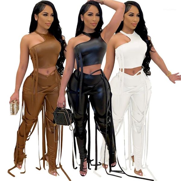 bandage tank long pants womens 2pcs pu sets females night club style outfits womens solid color tracksuits irregular, Gray
bandage tank long pants womens 2pcs pu sets females night club style outfits womens solid color tracksuits irregular, Gray