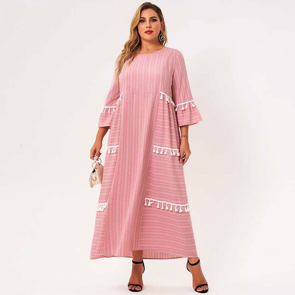 casual dresses summer women 2021 plus size pink stripe splicing white tassel o-neck half sleeves loose bohemian style maxi es yth6, Black;gray
casual dresses summer women 2021 plus size pink stripe splicing white tassel o-neck half sleeves loose bohemian style maxi es yth6, Black;gray
