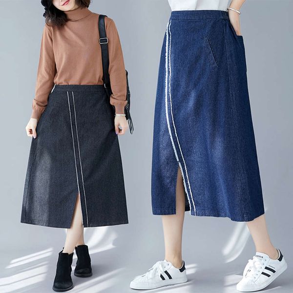 2021xiaofeijia ~ autumn fat mm women's mid length over knee versatile slim casual split denim skirt, Blue
2021xiaofeijia ~ autumn fat mm women's mid length over knee versatile slim casual split denim skirt, Blue