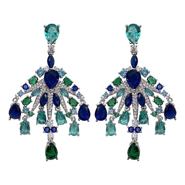 luxury for women shining crystal flower earring 2020 fashion water drop pendant earrings brand jewelry, Silver 
luxury for women shining crystal flower earring 2020 fashion water drop pendant earrings brand jewelry, Silver