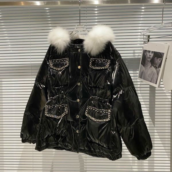 2021 Female Winter New Fashion Style Long Sleeve with Hood Bright Face Diamond Decoration Fox Hair Collar Down Rc800 Zmz7, Black
2021 Female Winter New Fashion Style Long Sleeve with Hood Bright Face Diamond Decoration Fox Hair Collar Down Rc800 Zmz7, Black