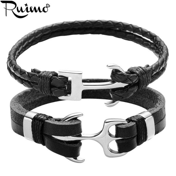 charm bracelets ruimo 316l stainless steel male cuff anchor style charms bangles 20 cm leather braided rope fashion bracelet, Golden;silver
charm bracelets ruimo 316l stainless steel male cuff anchor style charms bangles 20 cm leather braided rope fashion bracelet, Golden;silver