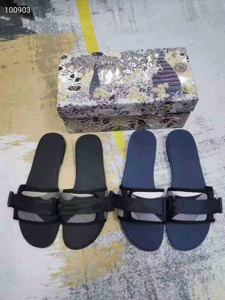 2021 summer d home slippers flat letter sandals casual vacation outside wear women 35-42 sizes black blue zlh
