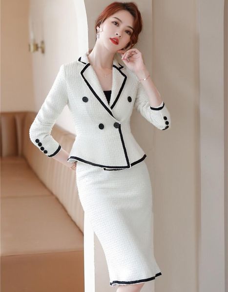 two piece dress 2021 autumn winter formal women business suits with skirt and jackets coat fabric ol styles professional blazer, White
two piece dress 2021 autumn winter formal women business suits with skirt and jackets coat fabric ol styles professional blazer, White