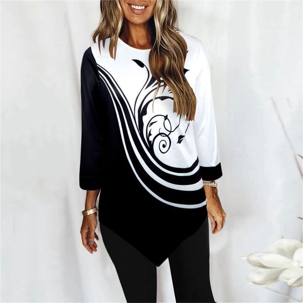 women's blouses & shirts irregular hem block blouse women floral print elegant long sleeve o neck casual plus size office lady shirt, White
women's blouses & shirts irregular hem block blouse women floral print elegant long sleeve o neck casual plus size office lady shirt, White