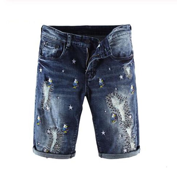 new male fashion stars embroidered birds stretch in summer shorts at height of the skinny knee straight capri jeans 22ow, Blue
new male fashion stars embroidered birds stretch in summer shorts at height of the skinny knee straight capri jeans 22ow, Blue