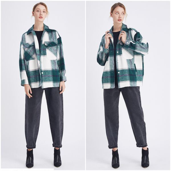dropship plaid jacket vintage stylish pockets oversized jacket shirts coat women fashion lapel collar long sleeve loose outerwear chic, White
dropship plaid jacket vintage stylish pockets oversized jacket shirts coat women fashion lapel collar long sleeve loose outerwear chic, White