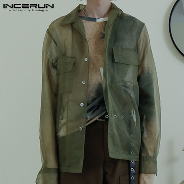 2021 new incerun men mesh shirt see through lapel long sleeve button streetwear casual pockets camisas party nightclub shirts s-5xl vb0, White
2021 new incerun men mesh shirt see through lapel long sleeve button streetwear casual pockets camisas party nightclub shirts s-5xl vb0, White