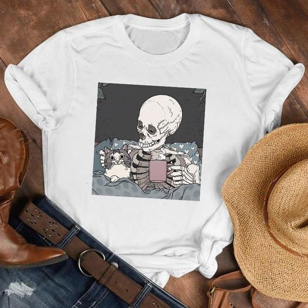 women lady printed skull cartoon 90s horror sleep fashion shirt clothes tshirt female print t tee womens graphic t-shirt, White
women lady printed skull cartoon 90s horror sleep fashion shirt clothes tshirt female print t tee womens graphic t-shirt, White